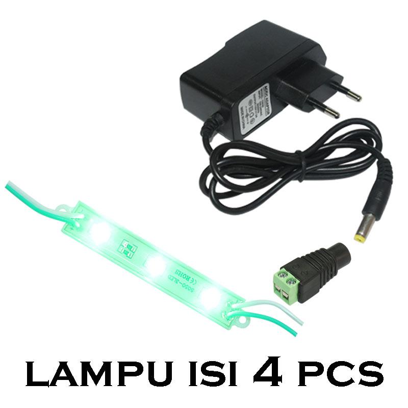 EELIC LAU-5050 -3LED MIX ISI 4 PCS LAMPU STRIP LED 4 LAMPU LED MODUL TERDAPAT 12 MATA STRIP MODULE LED CHIP DC12 VOLT -1.4 WATT PER 1 PCS LAMPU ( 3 MATA STRIP ) + ADAPTOR MALE AC/DC 12 VOLT 2 AMPERE( ADT-2AMP) + Jack Power DC 2.1x5.5mm CCTV 12V Femal