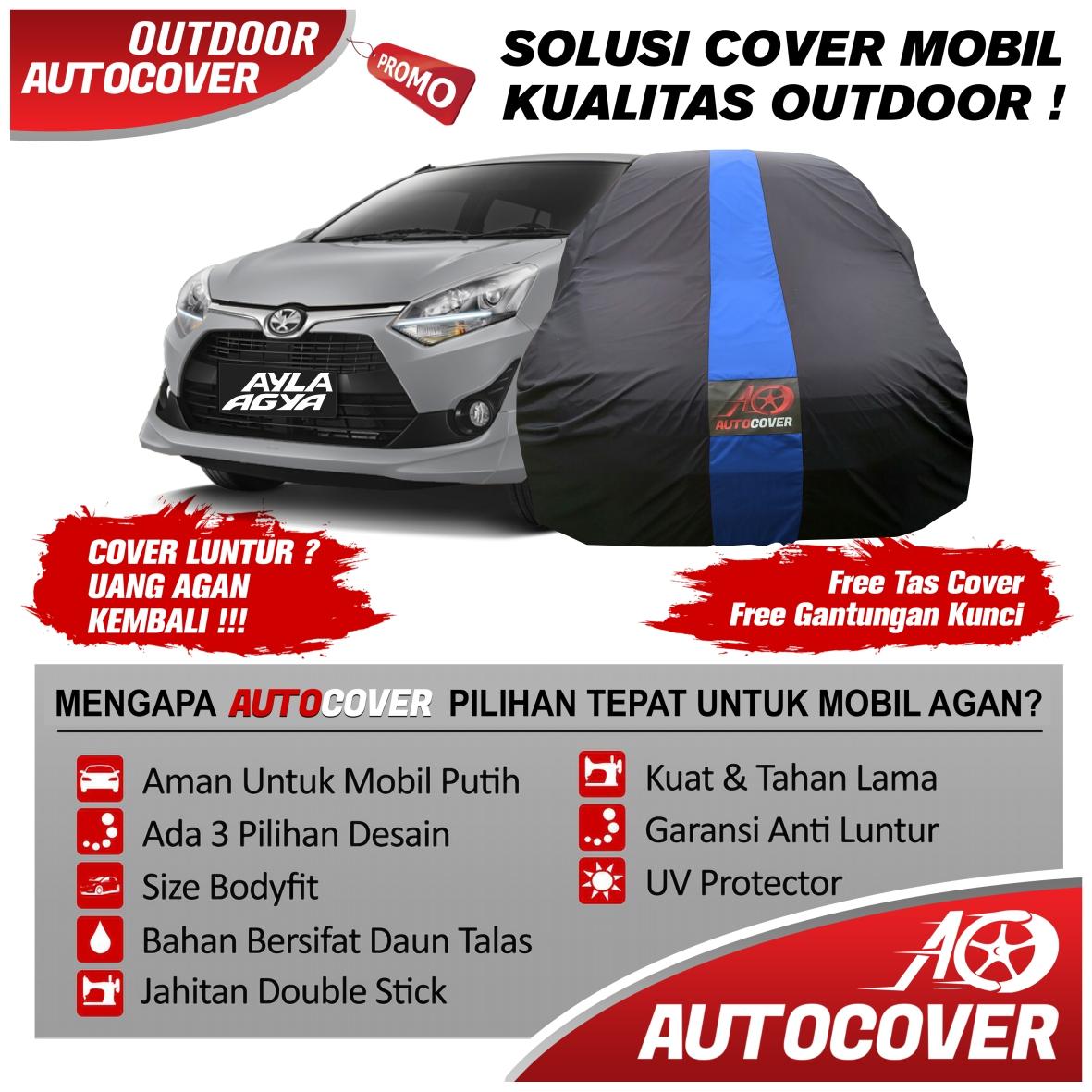 COD - Sarung Bodi Mobil Agya / Ayla Cover Body Waterproof Anti Air Selimut Penutup Pelindung List Biru