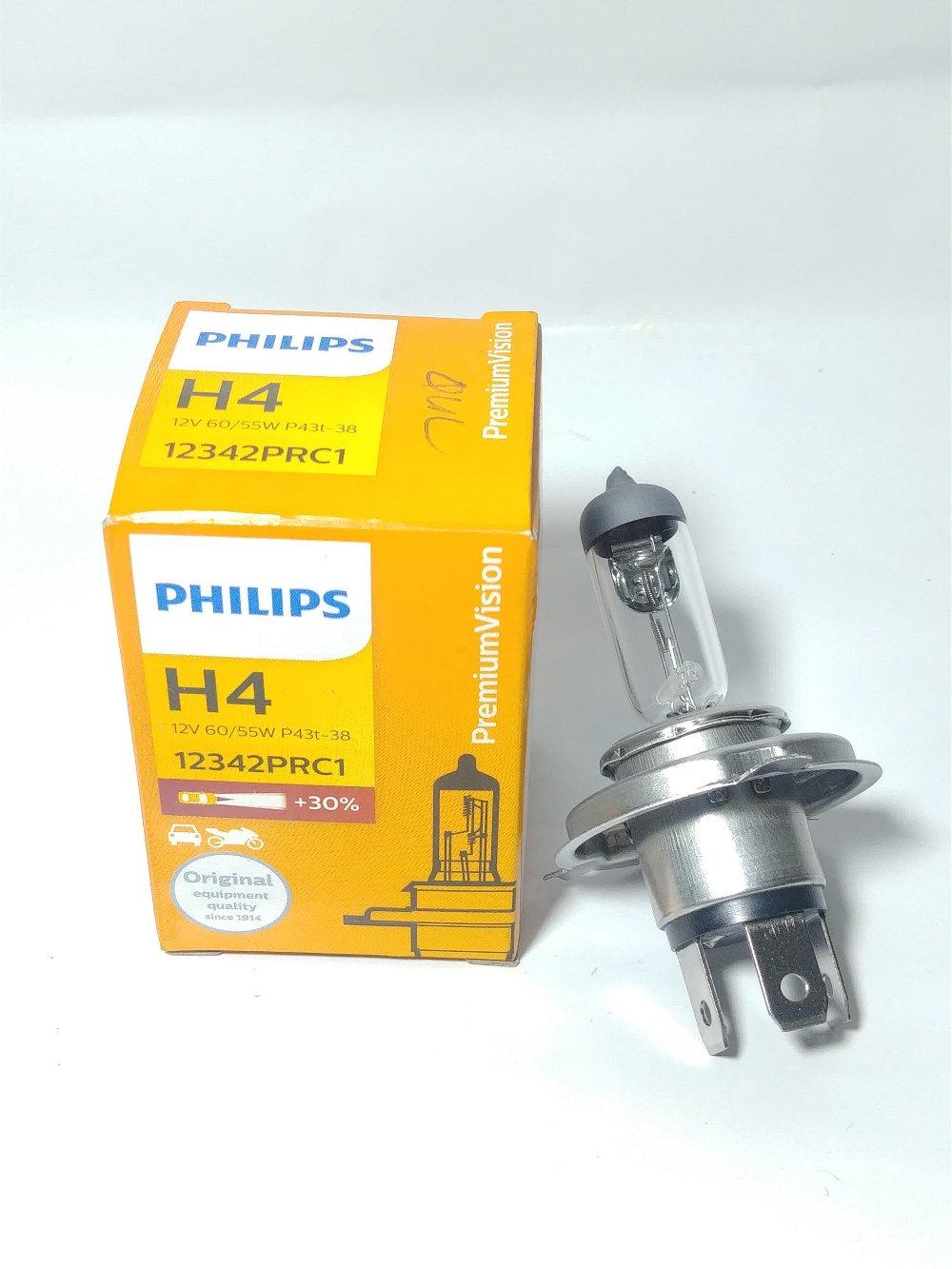 Bohlam Halogen H4 Philips 12V 60 55W P43t-38 Lampu Depan Mobil