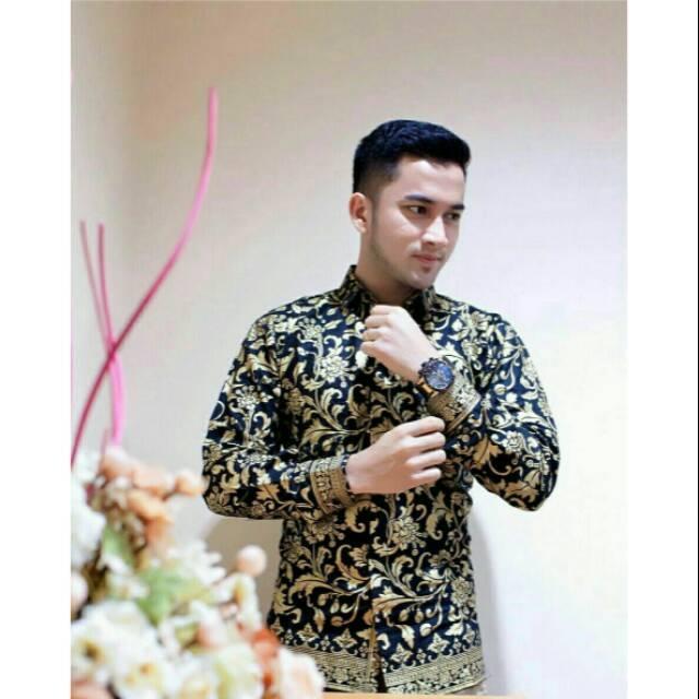 Kemeja Batik Pria Lengan Panjang Batik Pekalongan Batik Prada - Kode PB 201