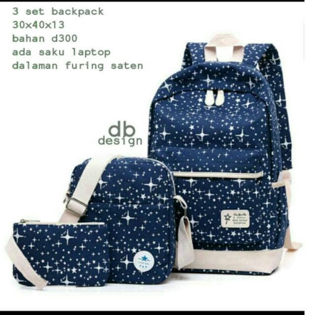 Jual PUSAT GROSIR Tas Ransel Sekolah Anak SD Laki Perempuan 3in1 ST Murah 4 - Navy Promo