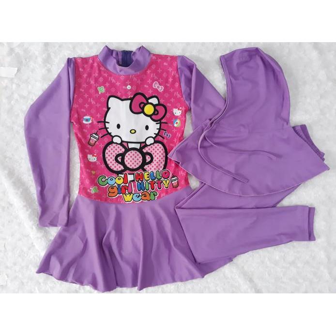 DISKON BAJU RENANG BERENANG MUSLIM ROK ANAK CEWEK SD HELLO KITTY HOT DEAL