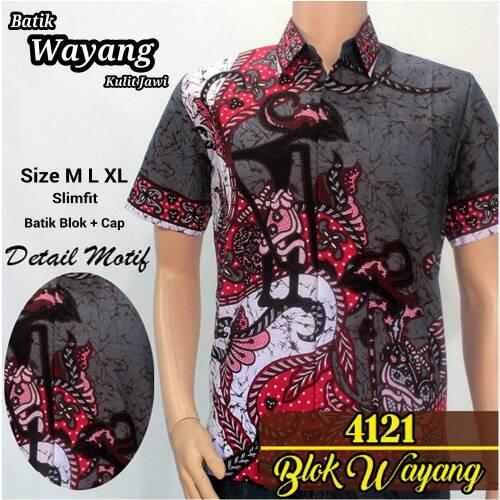 Jual Baju Batik Pria Baju Batik Modern Kemeja Batik Pekalongan Hem Batik Kemeja Motif Wayang Tumpuk Merah