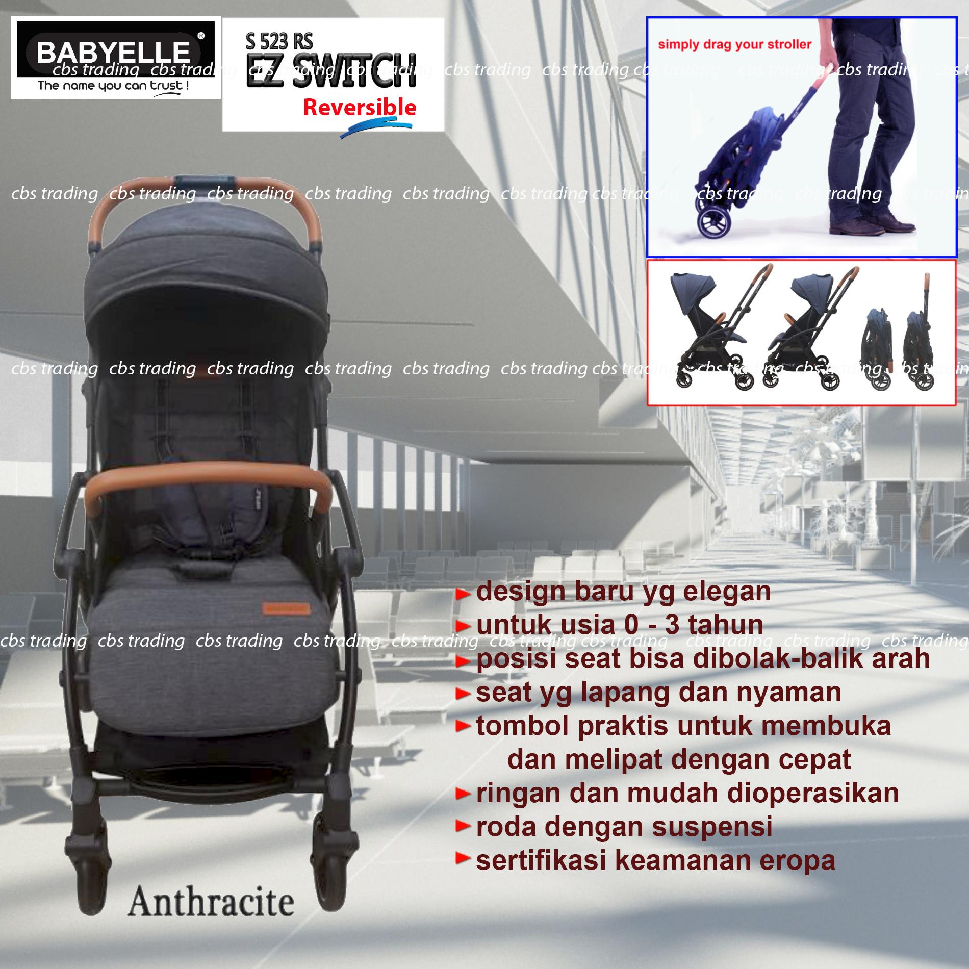 Babyelle Baby Stroller S523RS EZ Switch Lightweight Travelmate - Kereta Dorong Bayi - Anthracite