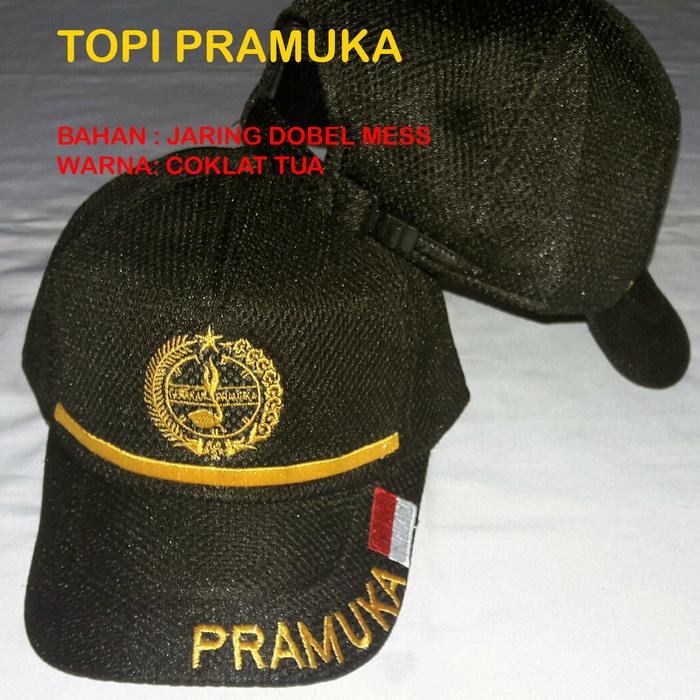 topi pramuka jaring dobel mess model topi perwira warna coklat tua PROMO