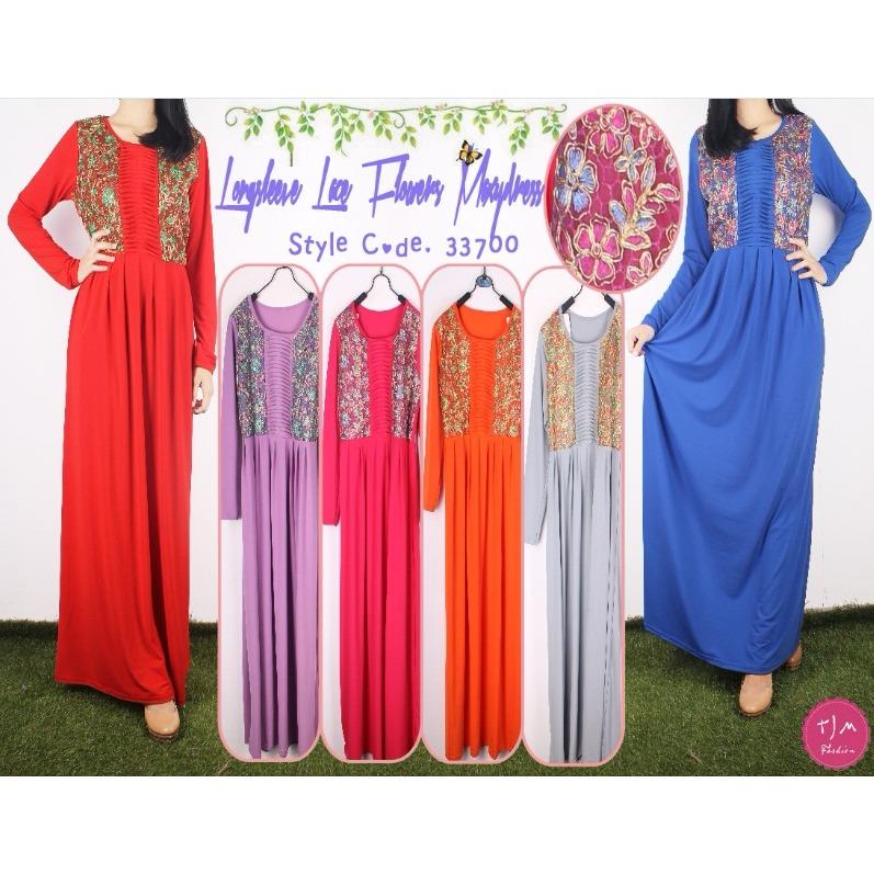 Oma Holley Fashion Aila Baju Muslim Maxi Dress Motif Brukat Bentuk Rompi - Size M
