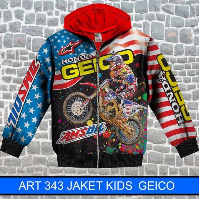 Jaket Balap Anak Hoodies Honda Geico (Drag Bike- Motogp- Motocross) - Fdefudf