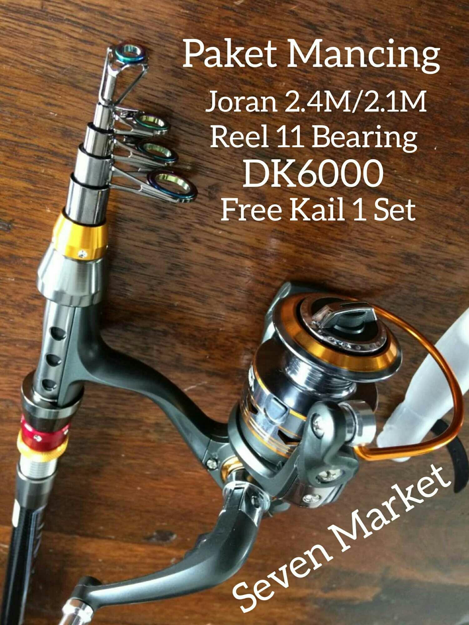 Paket Pancingan Joran 2.1M/2.4M. Reel DK6000 11 Bearing. Free Kail 1 Set