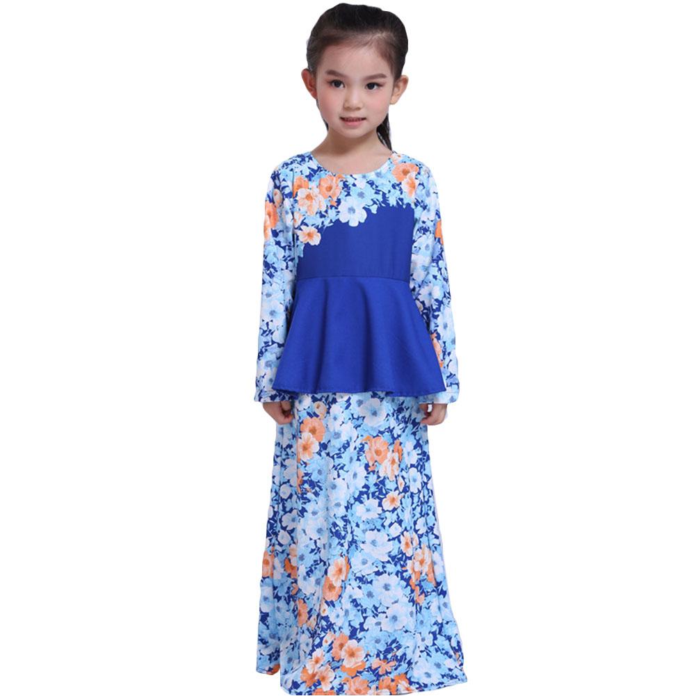 Baju Raya Perempuan Panjang Muslim Renda Gaun Bayi Besar Hem Lengan Panjang