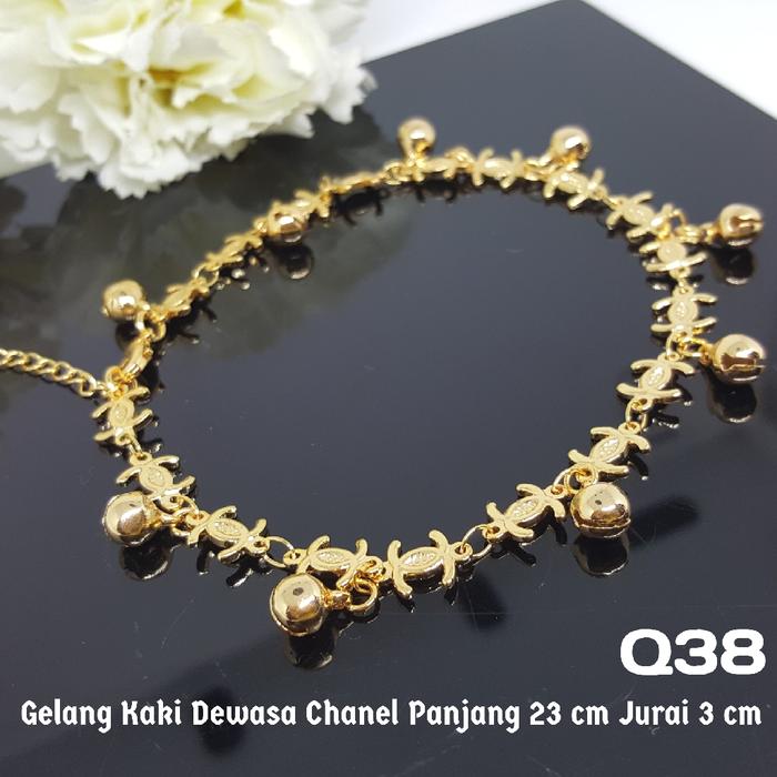 Q38 Gelang Kaki Anklet Chanel -Set Perhiasan Imitasi Xuping Lapis Emas