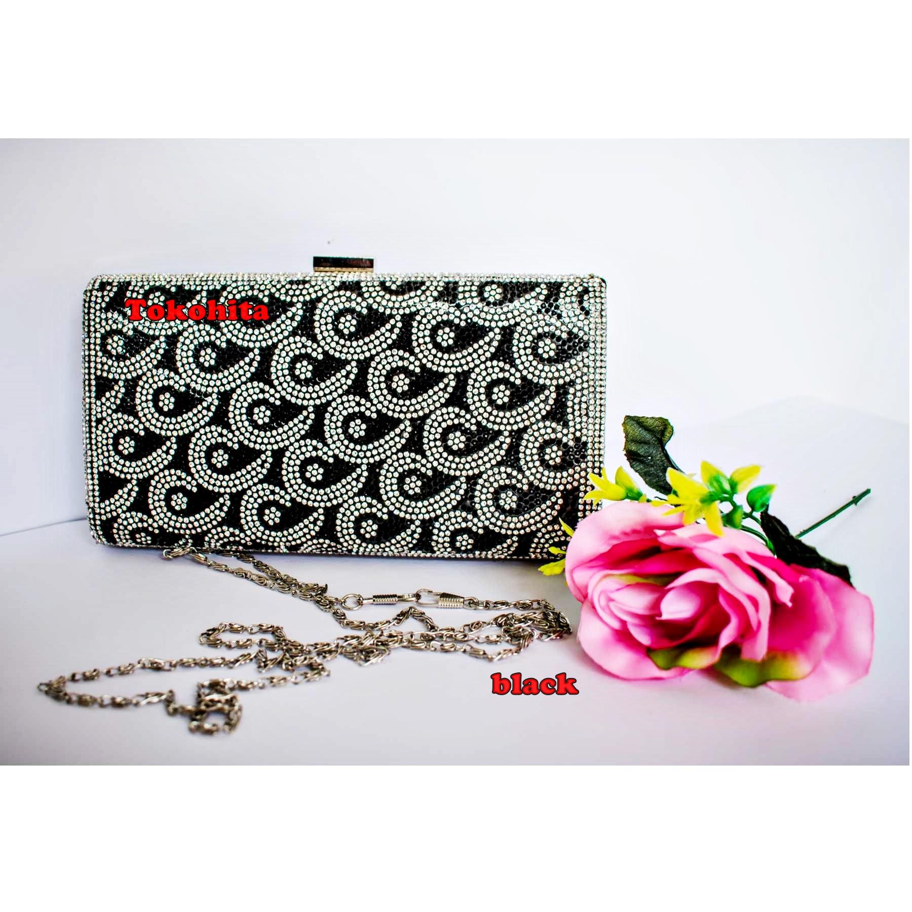 TH953 Clutch Pesta Permata Behel Mewah Tas Pesta Mewah Behel Mewah