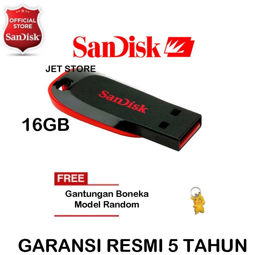 Sandisk Flashdisk Curzer Blade CZ50 16GB - Hitam + Gantungan Boneka