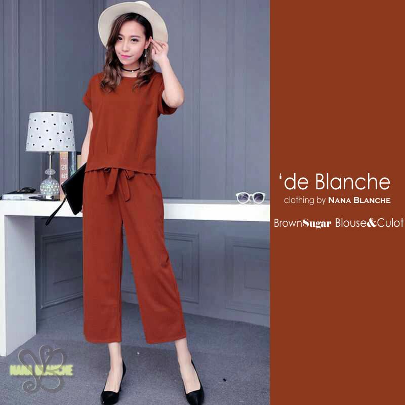 Nana Blanche Fara Set Blouse dan Culot Wanita - 218 Brown Sugar