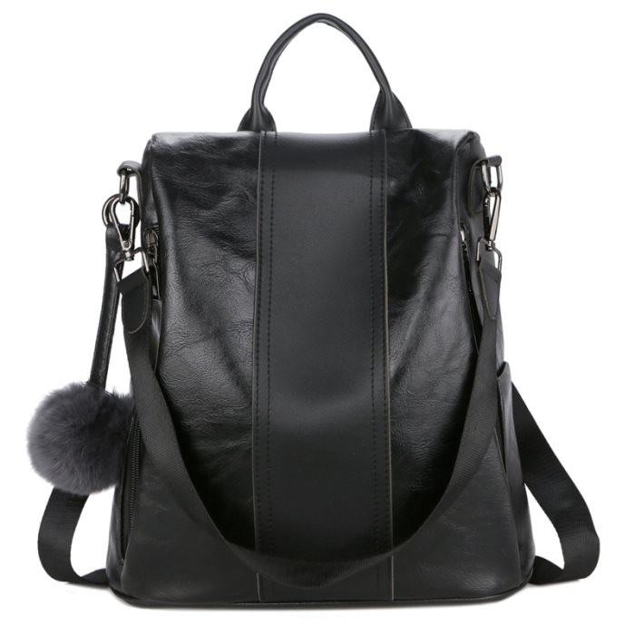 KGS Tas Ransel Backpack Wanita Impor Kerja Elegant Leather Looks - Hitam