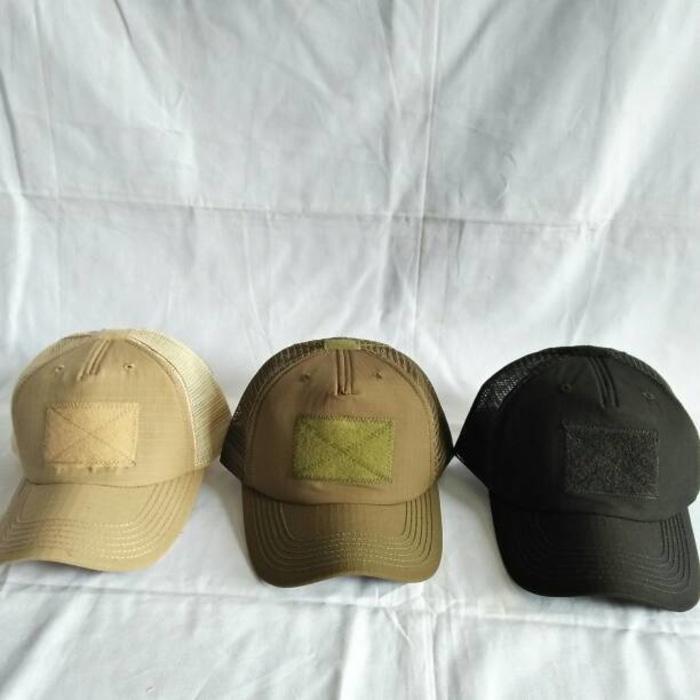 topi baseball/tactical jaring green,black,cream/hitam,hijau ripstop Terlaris di Lazada