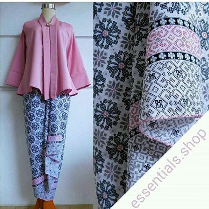 Setelan Kebaya Floy Kutu Baru Pink Pastel