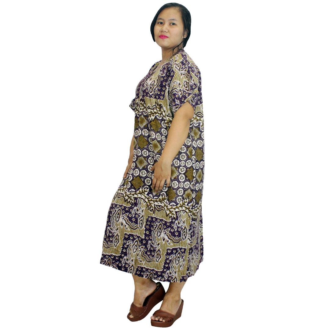 Daster Jumbo Lengan Pendek Batik, Baju Tidur Jumbo, Piyama Jumbo, Kancing, Daster Bumil - Busui (DPT003-01) Batik Alhadi