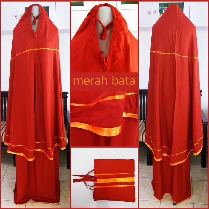 MUKENA BALI TRAVELINGMUKENA POLOSWARNA MERAH BATA - MUQEENA