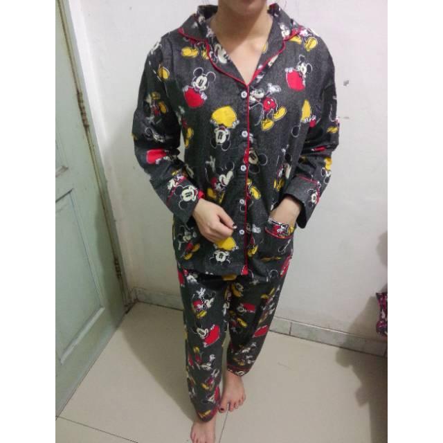 RX Fashion Piyama Pajamas PJ Mickey Mouse Love Bahan Katun Jepang Fit L 1R