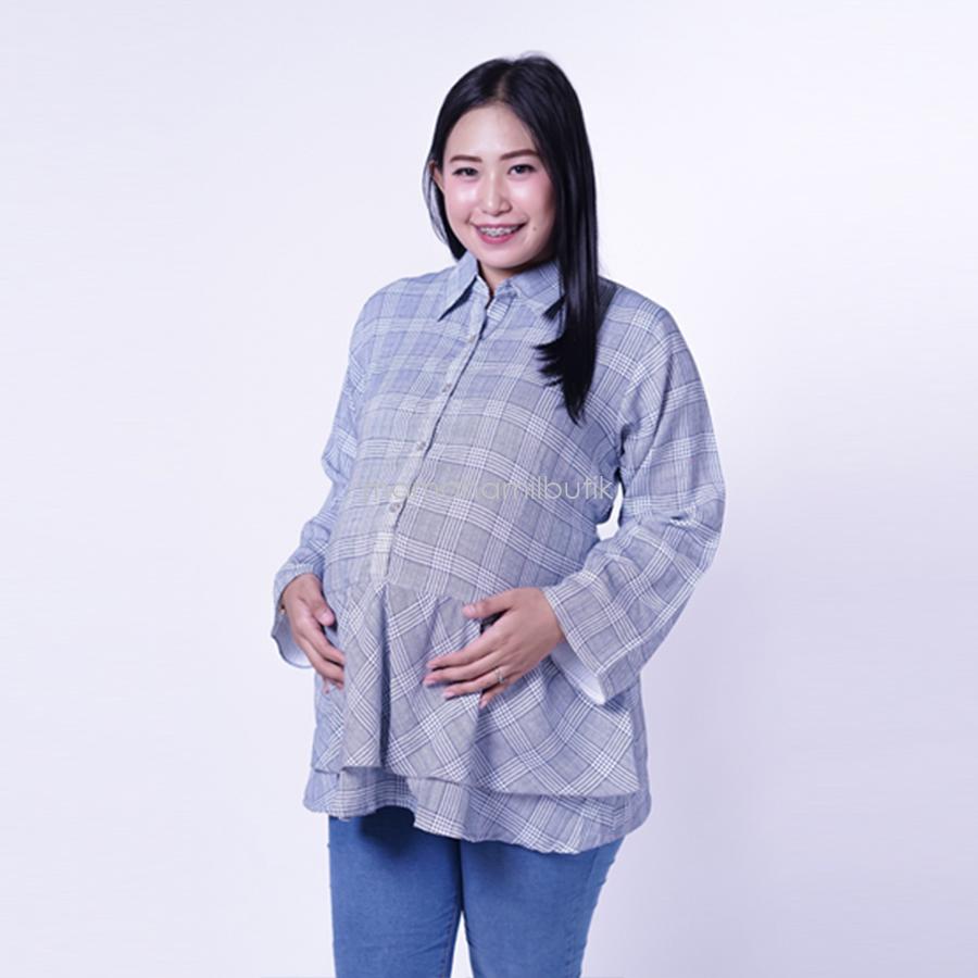 Ning Ayu Baju Hamil Atasan Lengan Panjang Menyusui Modis Kotak Layer - BLJ 432 / Baju Menyusui Lengan Panjang / Baju Atasan Menyusui / Baju Menyusui Muslimah / Baju Muslim Wanita untuk Ibu Menyusui/ Baju Hamil Untuk Kerja / Baju Hamil Untuk Kerja Modis