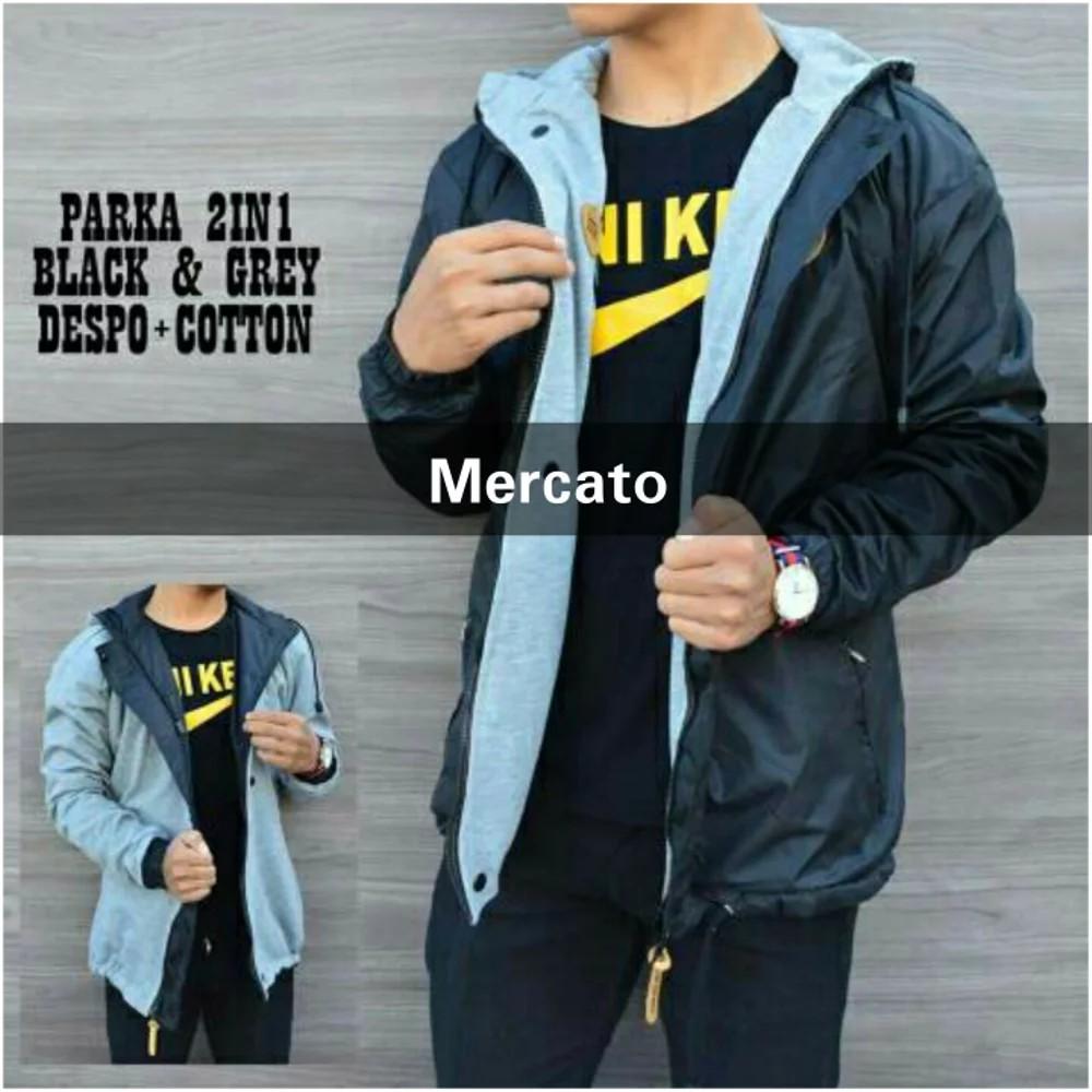 Jaket BB Parka Bolak-balik Bahan Taslan Despo Combinasi Fleece