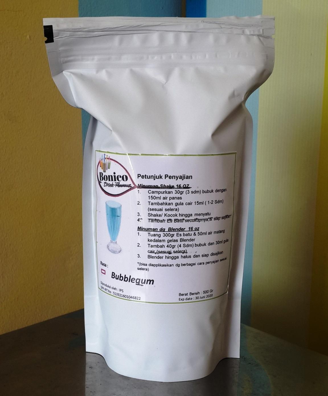 BONICO BUBBLEGUM Powder 500Gr Bubuk Minuman Teh Hijau Drink Flavor Powder PERMEN KARET ice blend Milk Shake