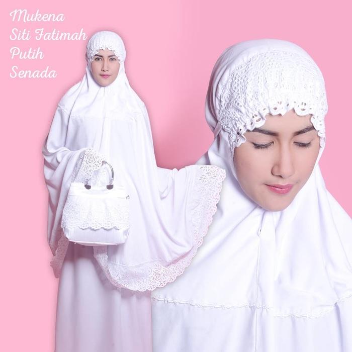 MUKENA DEWASA BORDIR SITI FATIMAH PUTIH-PUTIH (SENADA)