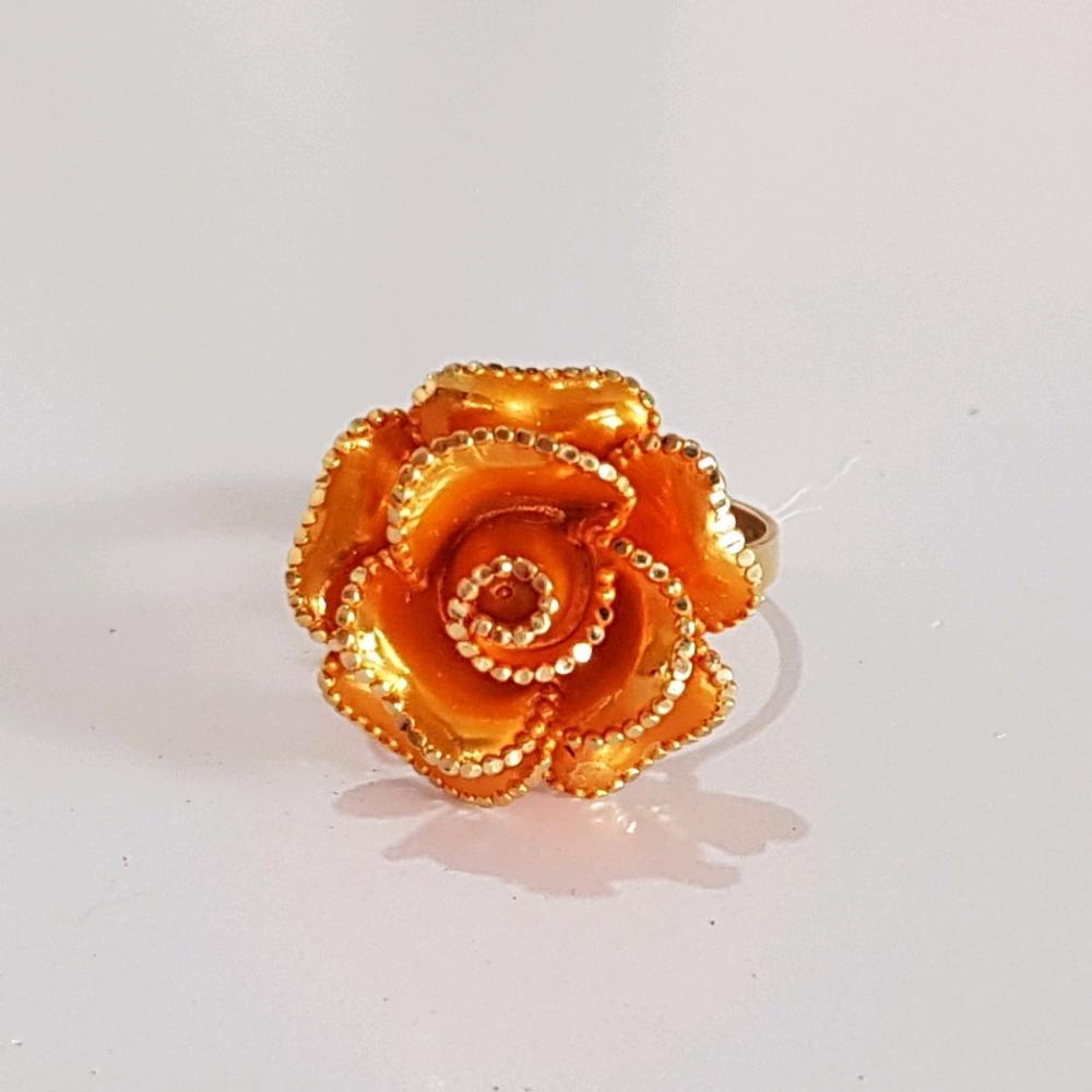 New.. Cincin Emas Asli Kadar 875 Blossom Rose Orange 21k Internasional Gold / Cincin Wanita / Perhiasan / Gold Ring
