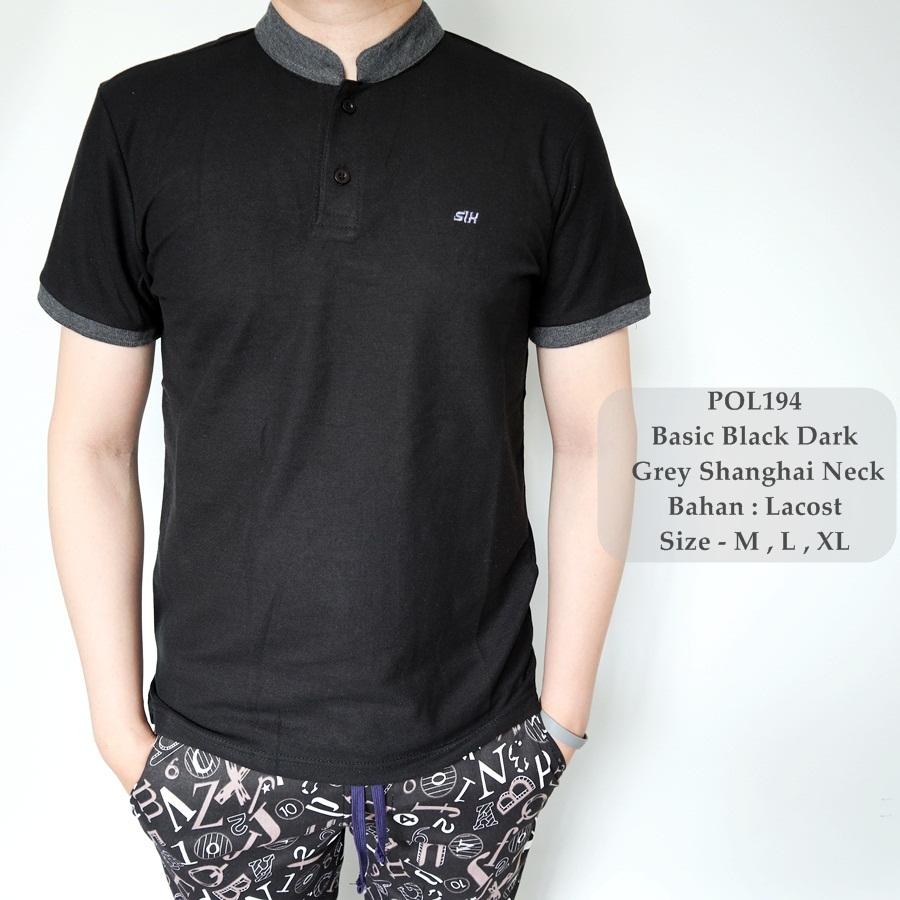 TGF Polo Kombinasi Hitam Cowok / Polo Shirt Pria / Baju Sanghai Pria / Baju Koko Polos