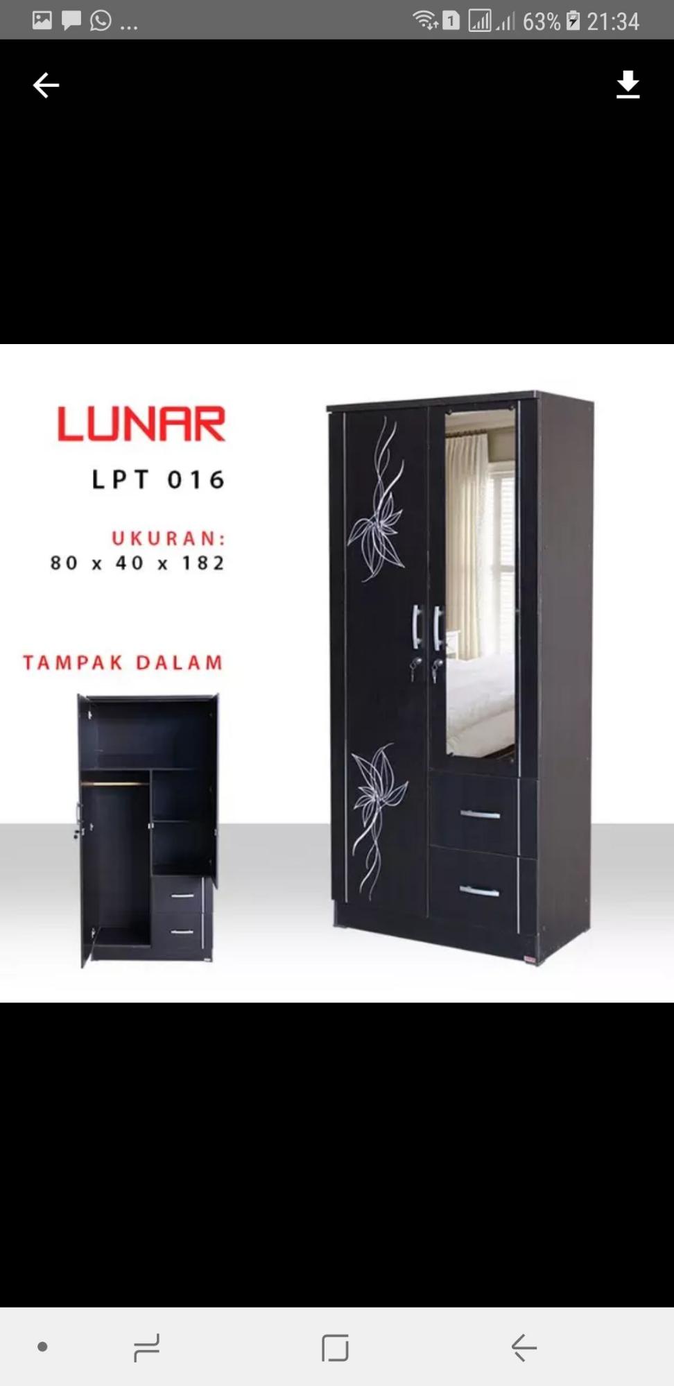 Lemari pakaian 2 pintu minimalis laci