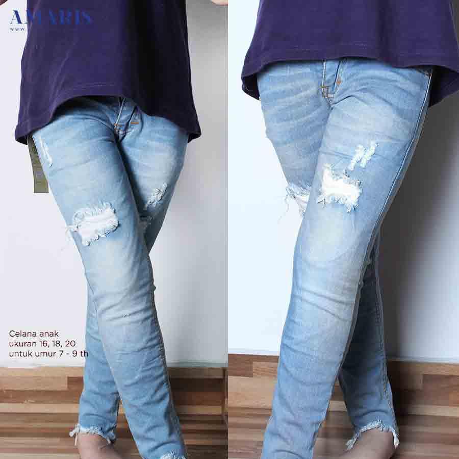 Amaris Fashion - Celana Jeans Ripped/Sobek Anak Perempuan Murah