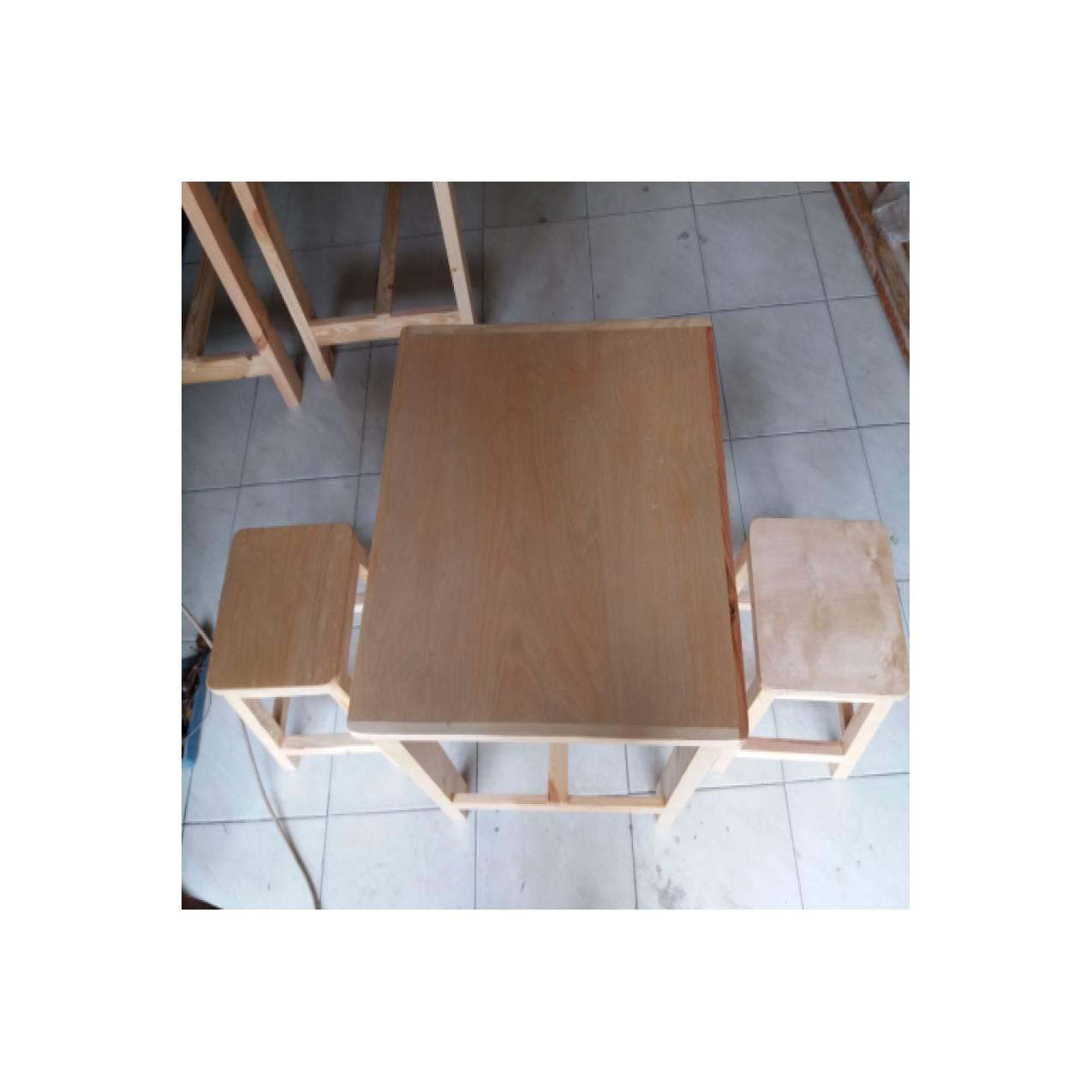 Jual MEJA MAKAN KAYU JATI BELANDA UKURAN 60X60X75 1 SET 1MEJA 2