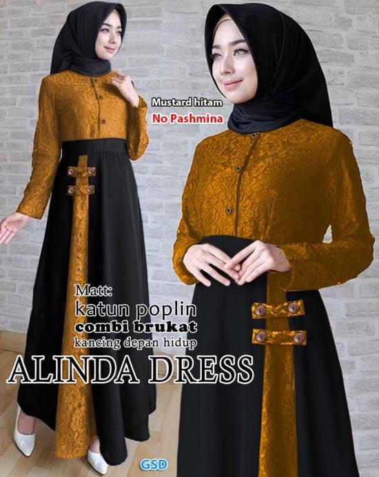 Gamis Pesta Alinda dress black,htm maroon,maron navy,htm tosca&Mustard