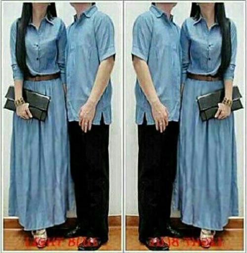 Fashion Story - Dress Maxi Couple Denim / Dress Couple Murah / Baju Kopel / Dress Kapel /Maxi Couple Muslim / Baju Couple Lebaran / Baju Muslim