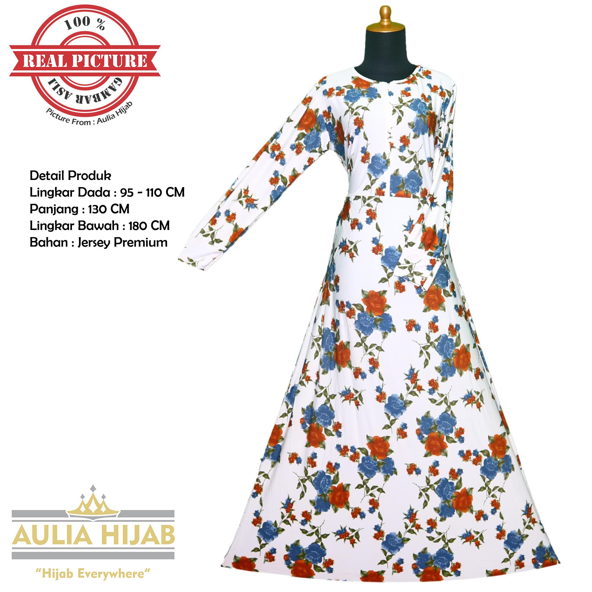 Aulia Hijab - New Flower Dress Bahan Jersey/Gamis Jersey/Gamis Batik/Gamis Premium/Gamis Pesta/Gamis Real Picture/Gamis Santai/Gamis Kerja/Gamis Harian/Gamis Termurah/Gamis Asli