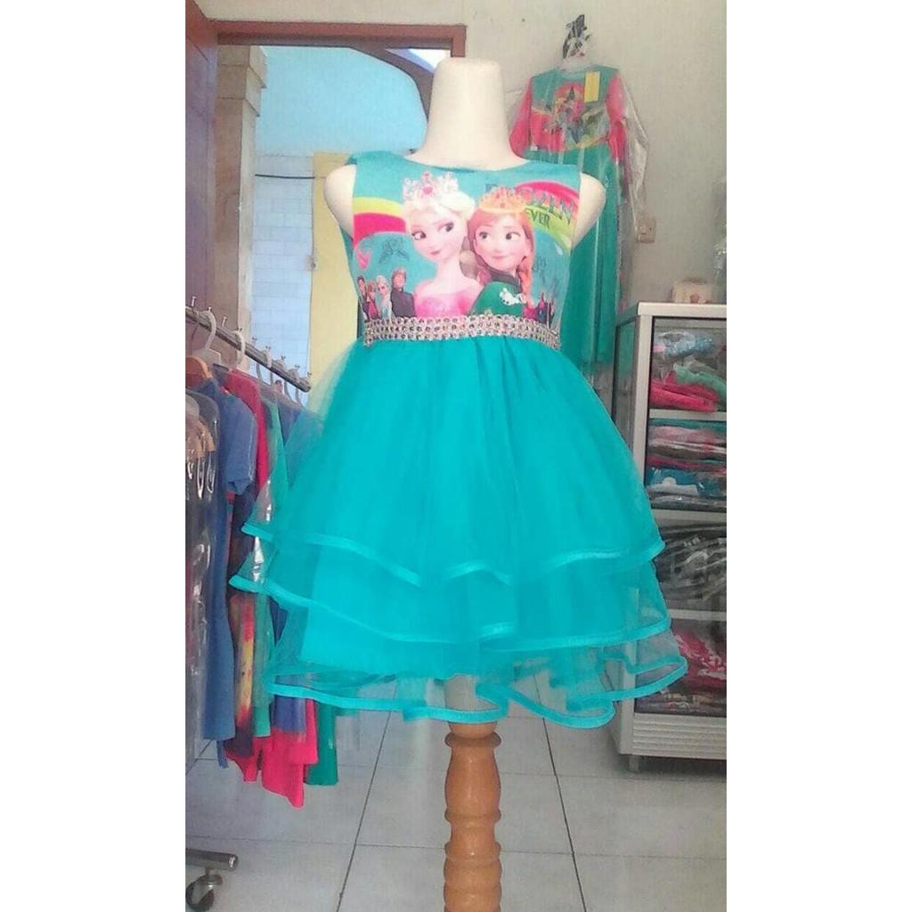 PROMO SALE - DRESS FROZEN ANAK TUTU BLUE / BAJU PESTA ANAK FROZEN F001
