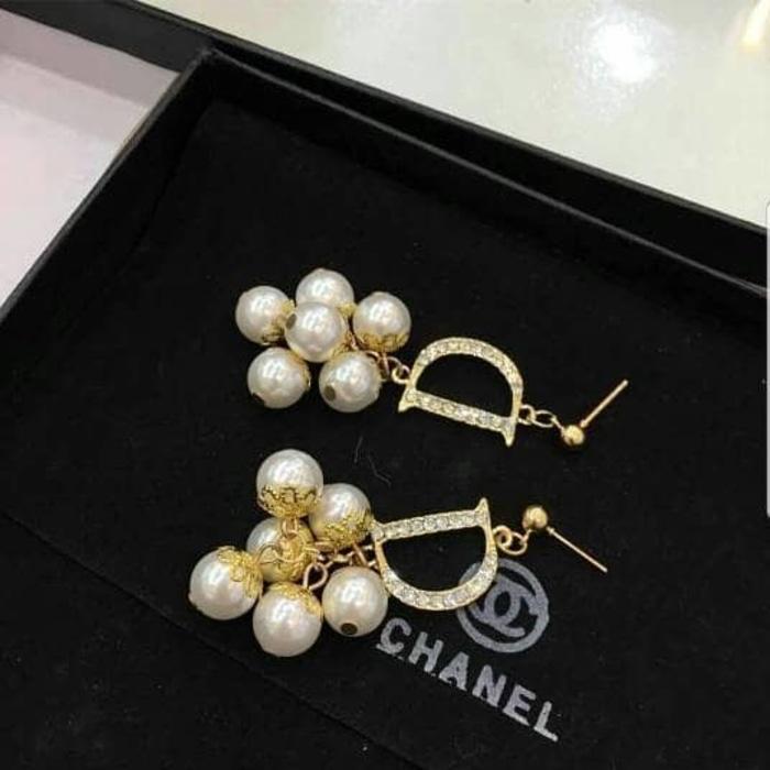 Anting - Gold Dior Pearly Earrings