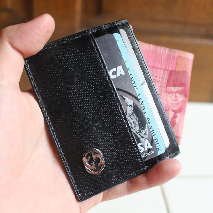 Dompet Kartu Card Holder Asli Kulit Import Branded Gucci Cc06 Black - Djfpwjg