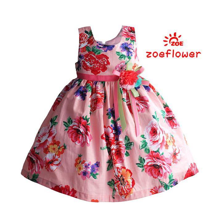 PROMO SALE - DRESS ANAK IMPORT - ZOE FLOWER ZF 406 F001