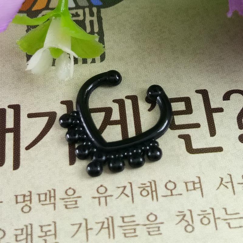Anneui - BP0012 (anting jepit hidung/nose fake piercing/tidak perlu tindikan) - Black