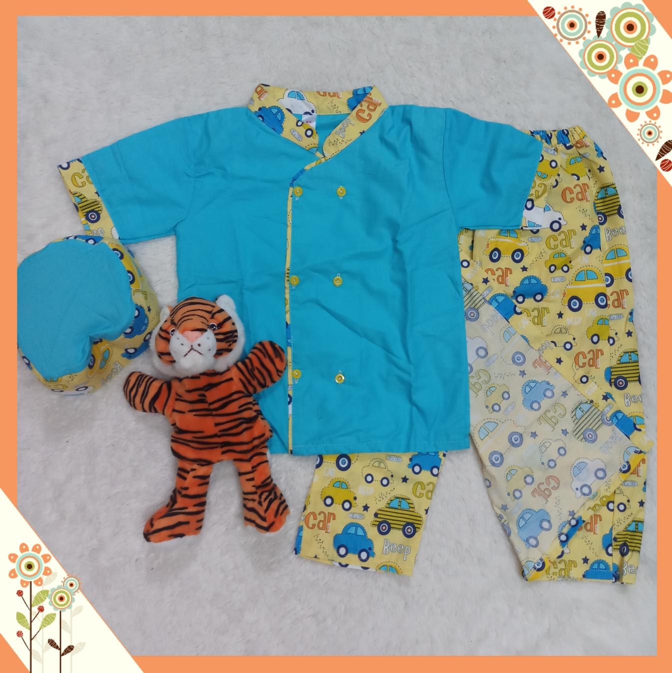 Littlekey - Sarkoci Anak (Sarung Celana, Koko dan Peci) / Setelan Muslim Anak Laki Laki / Setelan Baju Koko Anak Keren
