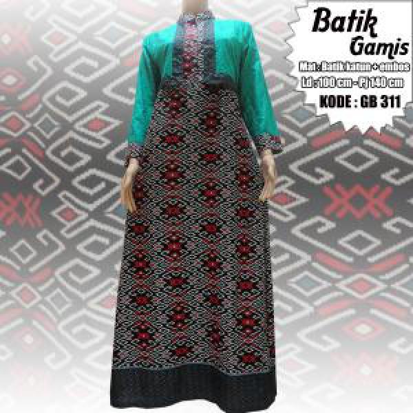 Promo Diskon - Gamis Batik Kombinasi Embos