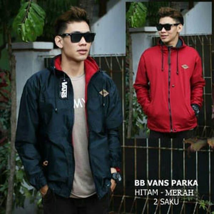 JAKET VANS BB SIMPLE HITAM MERAH BUKAN PARASUT PARKA BOMBER