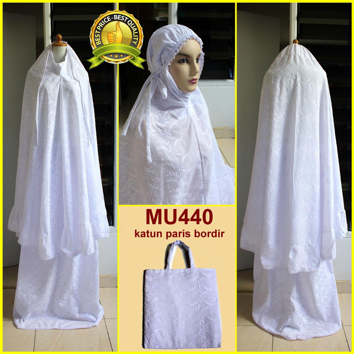 Mukena Katun Paris Putih Full Bordir Ukuran Jumbo - MU440