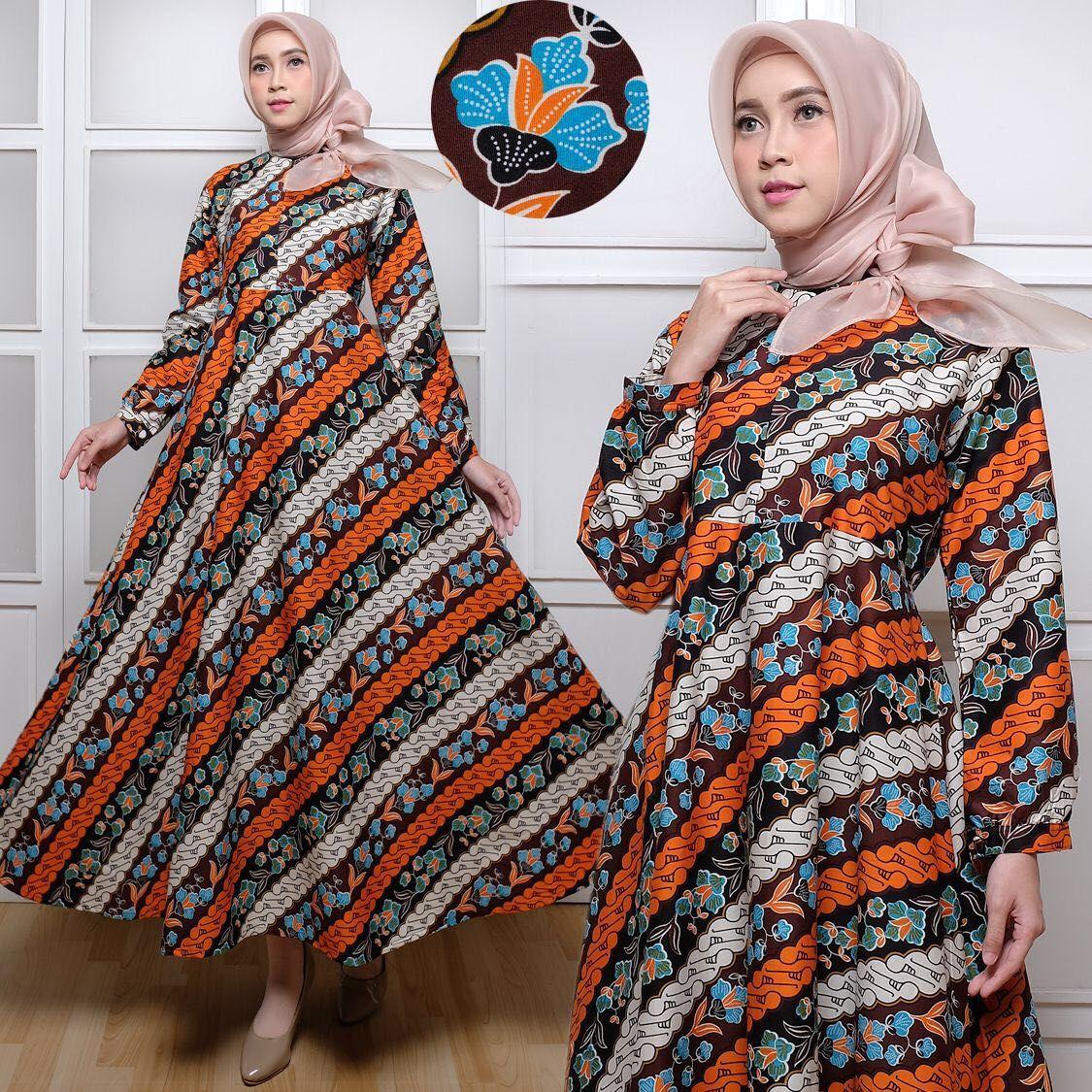 Gamis Maxi dress batik cantik katun tebal keren umbrella klok real pict busui