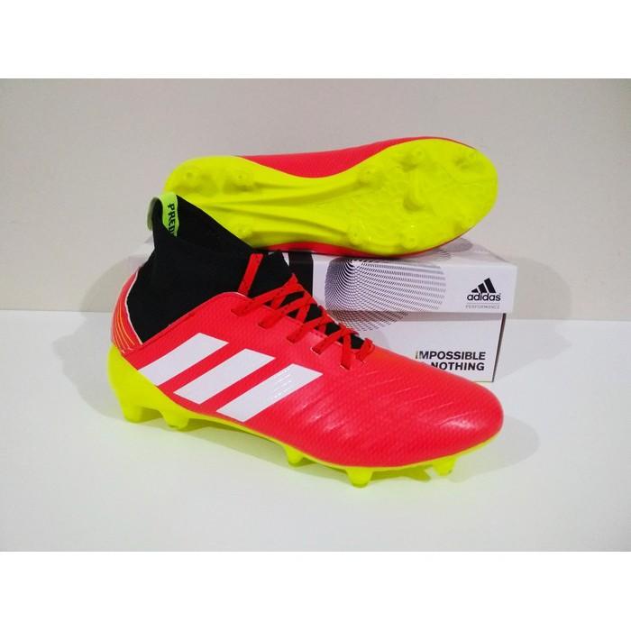 MURAH BERKUALITAS Sepatu Bola Adidas Predator Boots FG (Red Black) 100% Real Pic