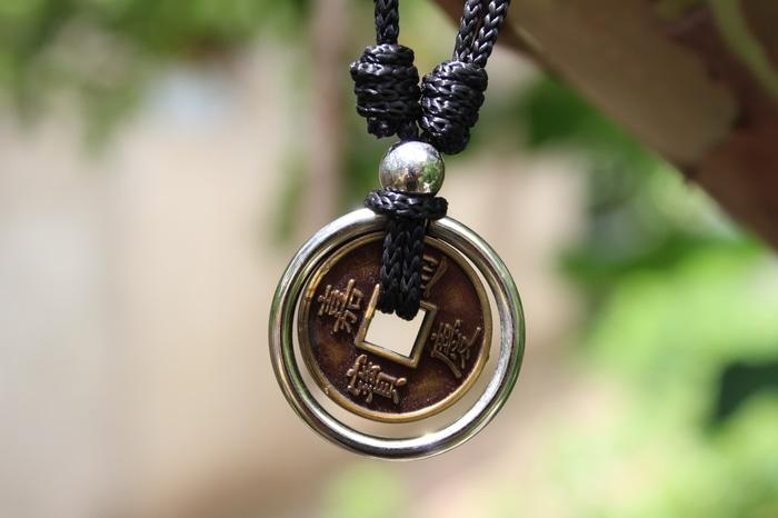 Kalung Tali Bandul Koin Ring Silver