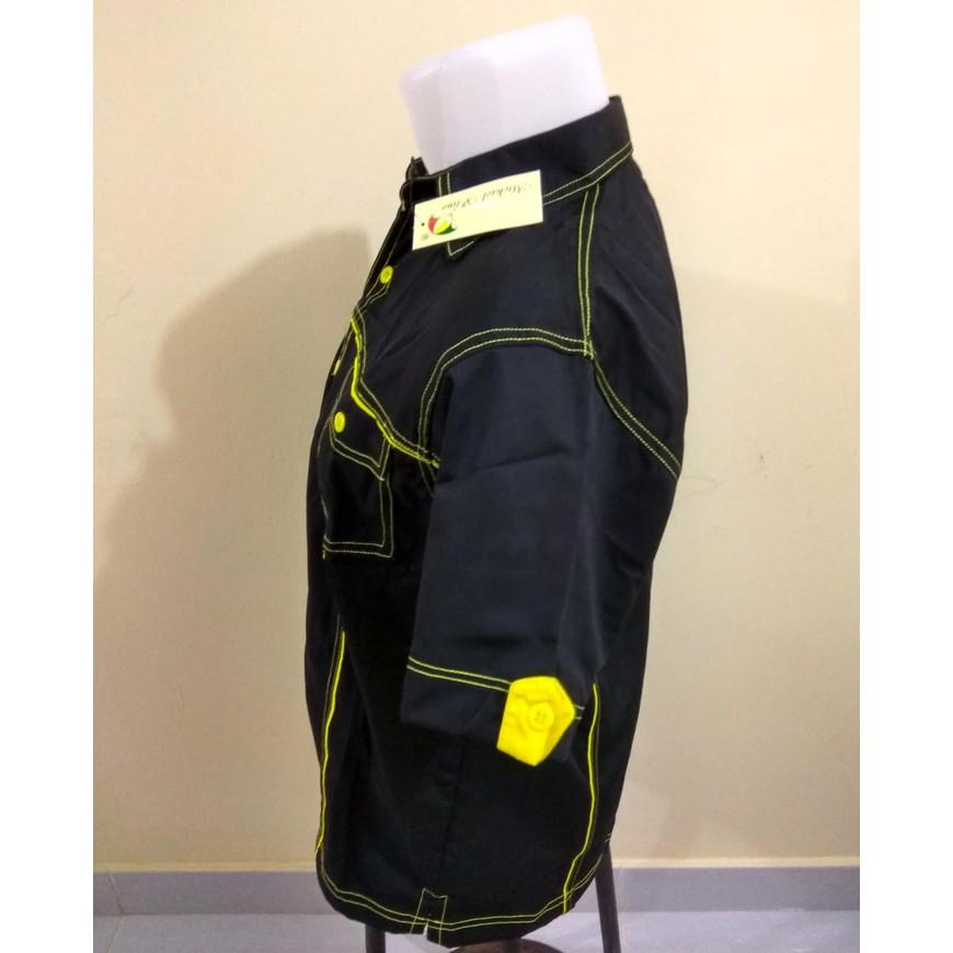 KEMEJA POLOS LIS KUNING - BAHAN VERLANDO DRILL - UK M- L- XL -