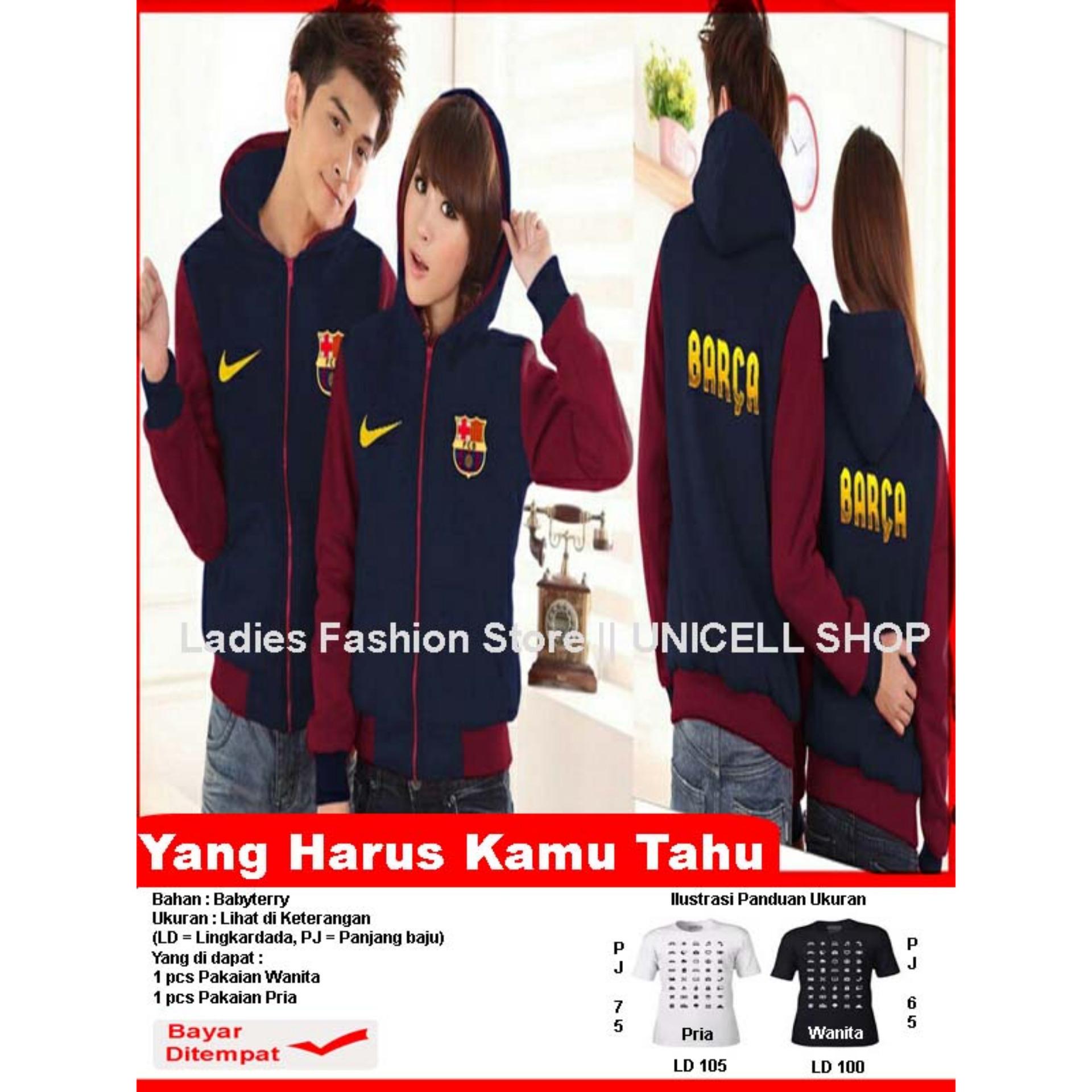 Baju Wanita Shop Jaket Couple Barca / Jacket Couple Barcelona / Jaket Bola Sepasang / Jacket Girl & Jaket Pria LC - Navy