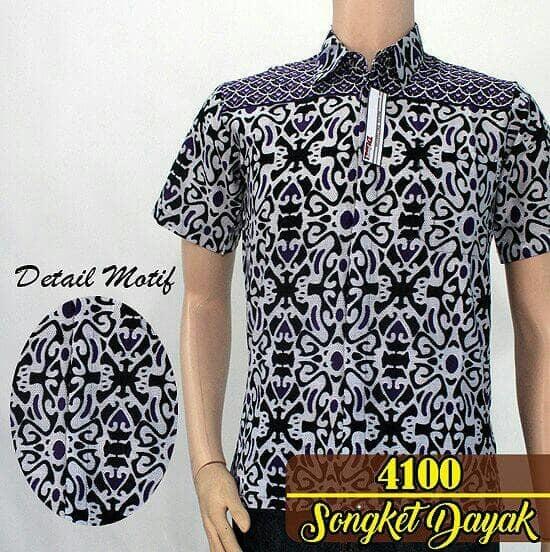 Kemeja Batik Pria Modern.Songket Dayak Ungu
